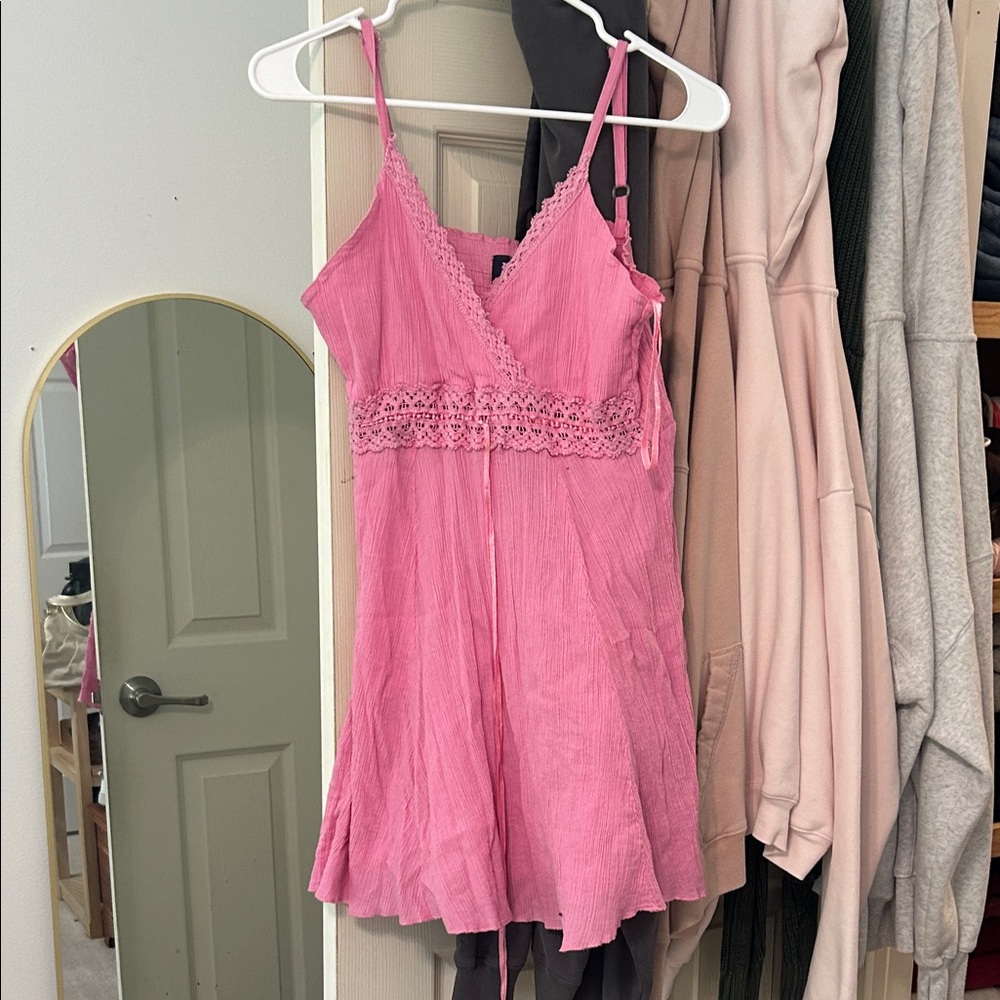 Pink Lace Trim Dress